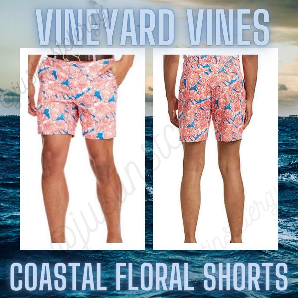 Vineyard Vines Men’s Pink/Blue Coastal Floral Shorts